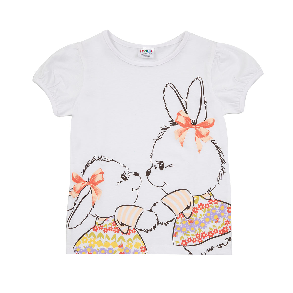 T-shirt jersey bimba bianca stampa animali