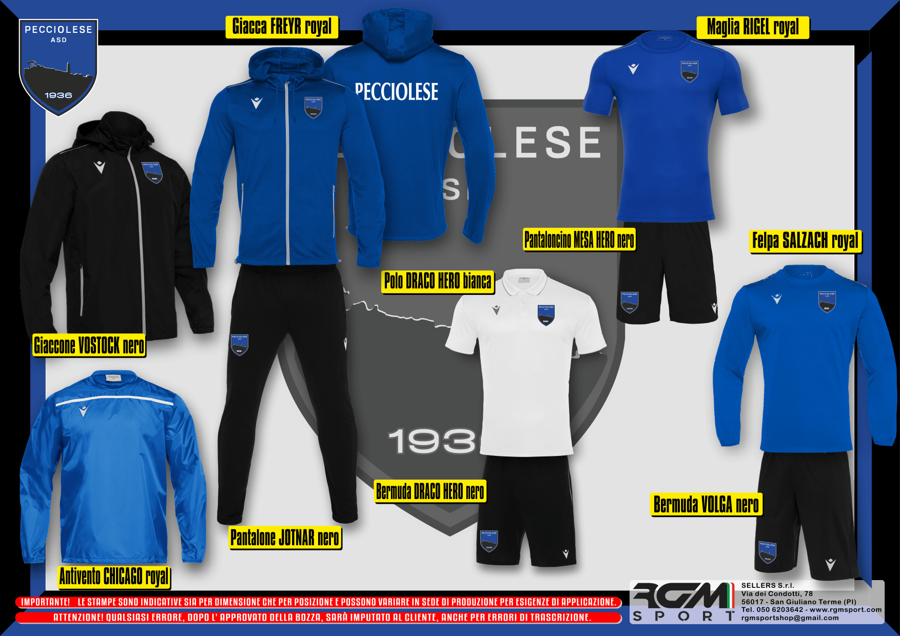 Kit Macron senza borsa/zaino – A.S.D. Pecciolese