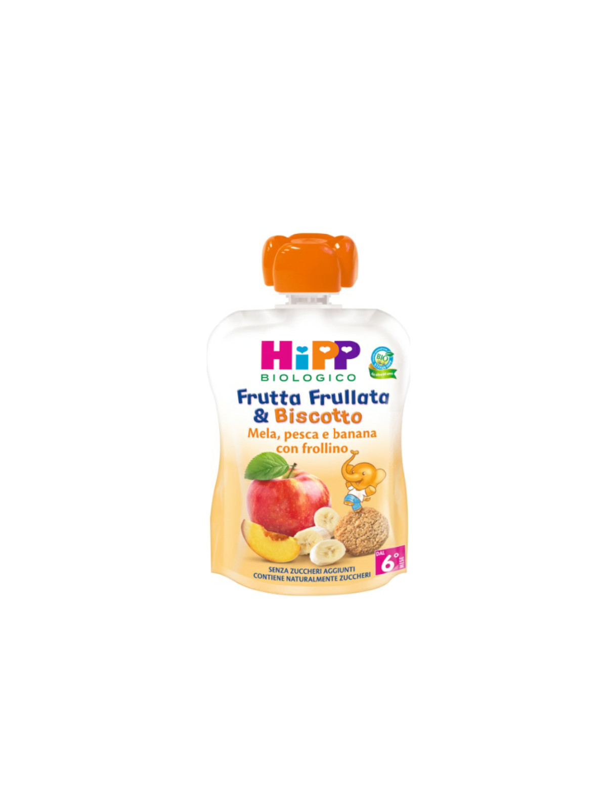 Hipp – frutta frullata & biscotto – mela pesca e banana con frollino 90gr